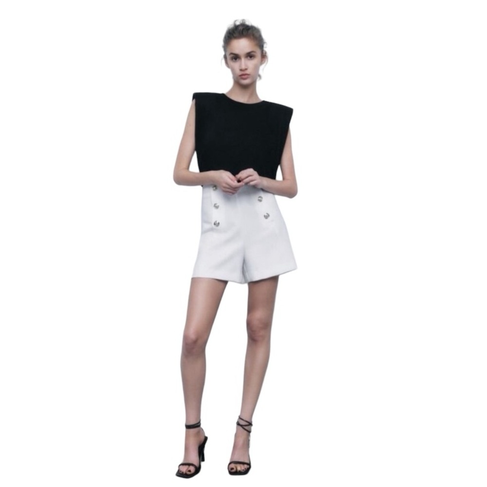 NWT high waisted shorts with gold button accents